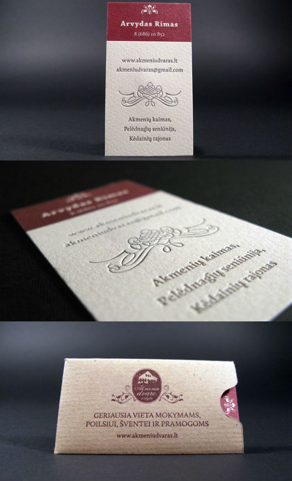 Akmenių Dvaras LetterPress Business Card